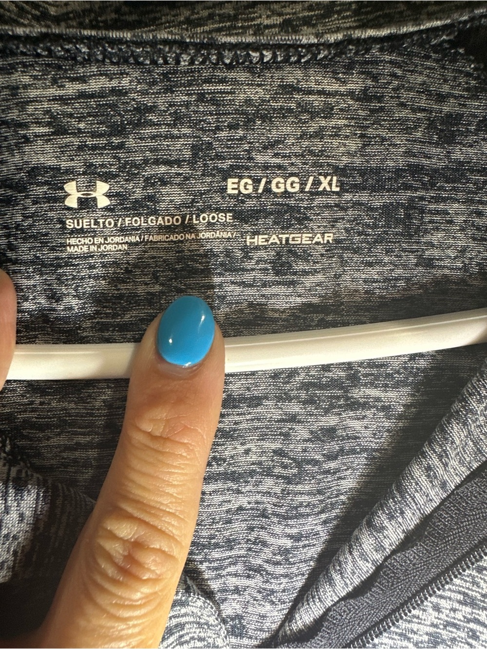 Under Armour Kid’s Heathered Navy-Gray Quarter-Zip Pullover - Picture 3 of 4